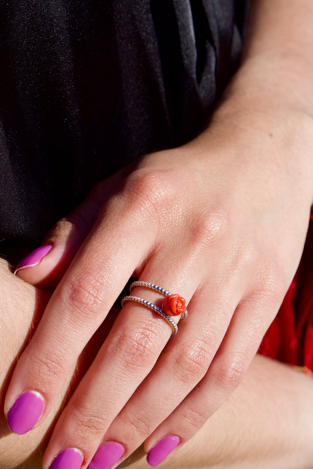 Bague « Fiore » corail de Bonifacio