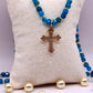 Collier Bleu Sacré en Apatite et Or laminé/plaqué