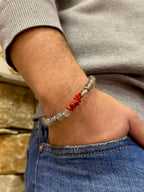 Bracelet « Urbain » Agate grise et Corail de Bonifacio