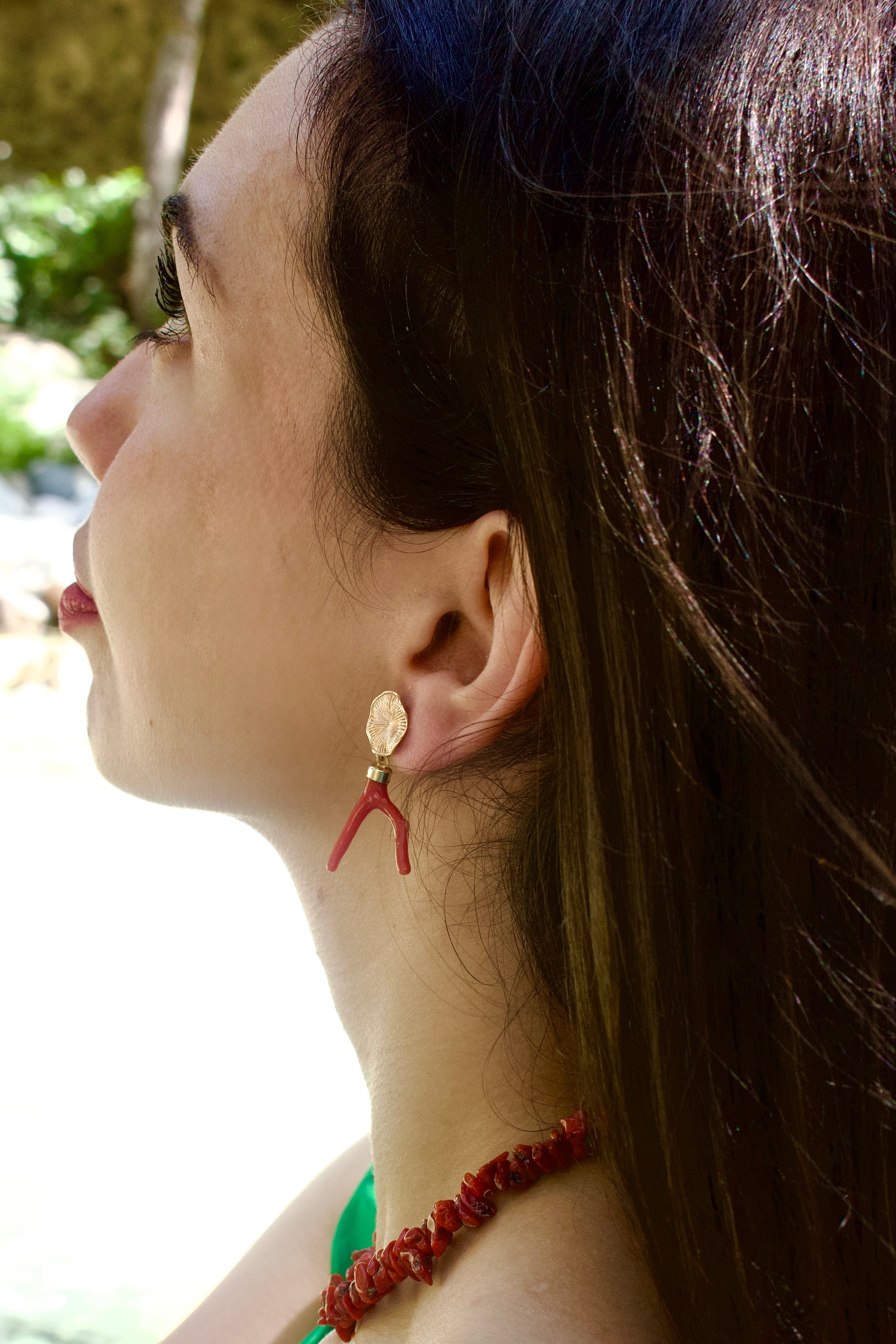 Boucles d’oreilles « Nénuphar » en Corail Corse