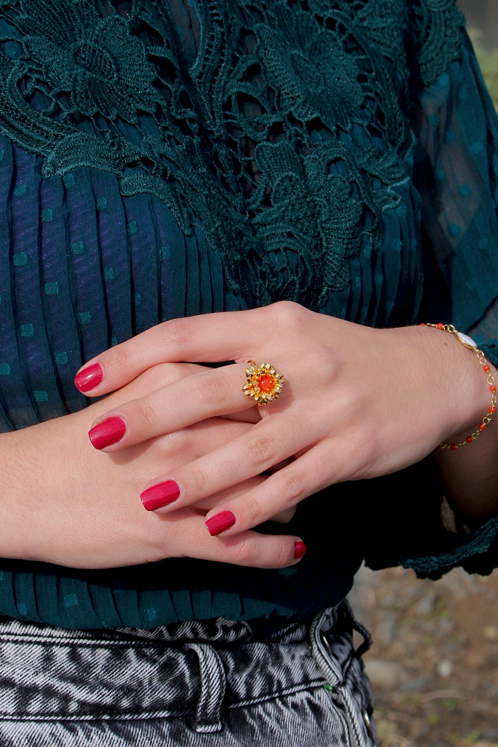 Bague « Macchja » en corail de Bonifacio