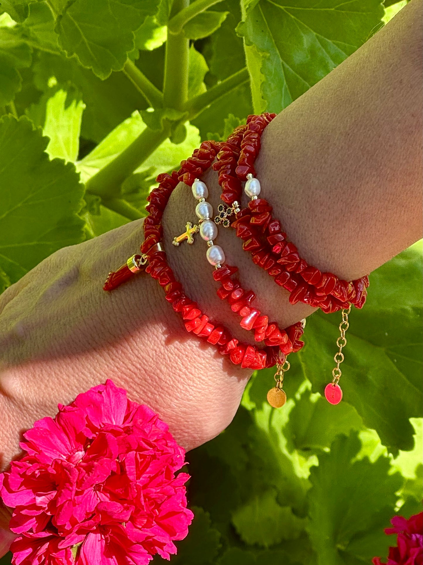 Bracelet « Sacre » en Corail Corse et Perles de Culture