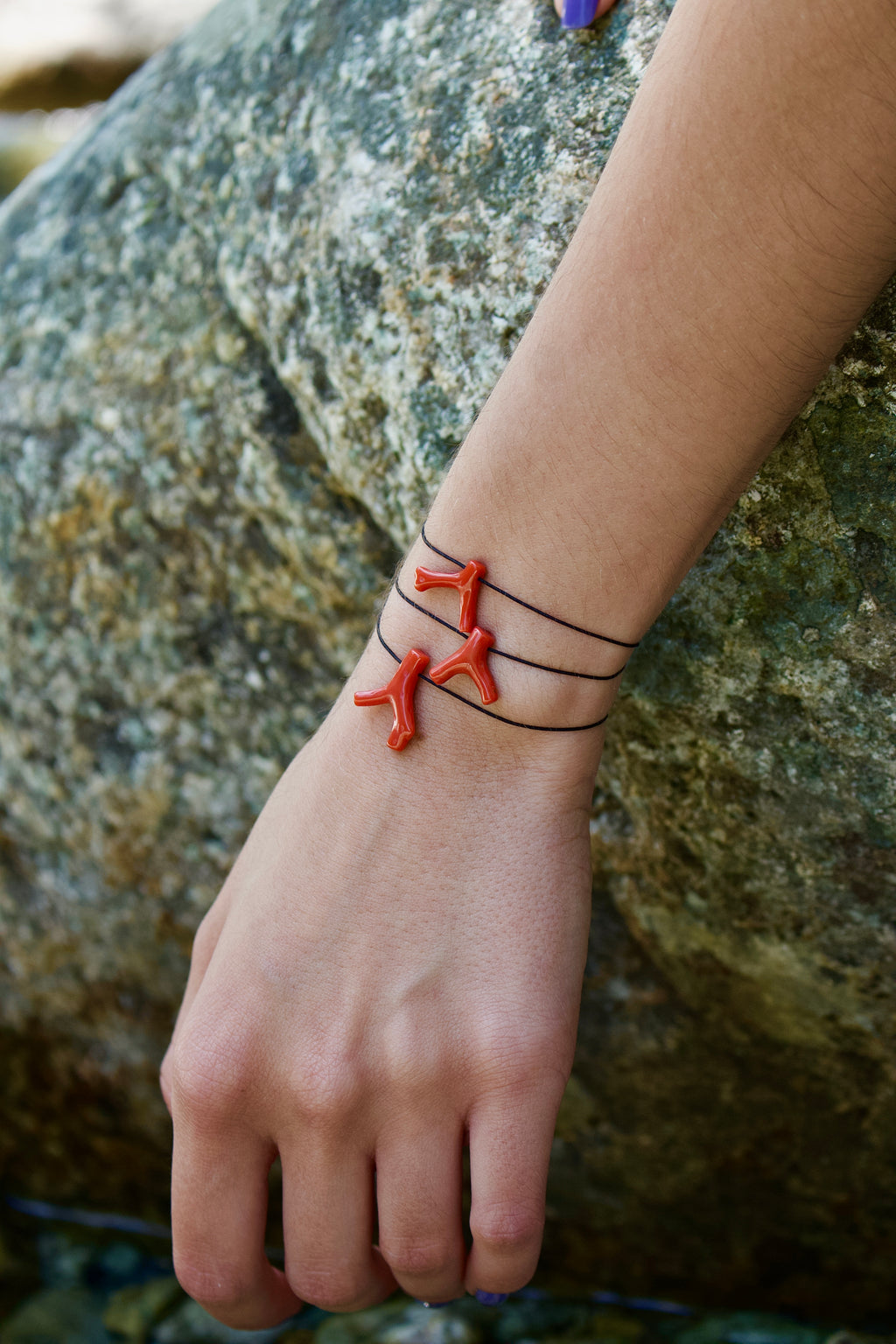 Bracelet Cordon « Porto - Vecchio » en Corail de Bonifacio