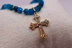 Collier Bleu Sacré en Apatite et Or laminé/plaqué