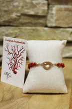 Bracelet « Carmin » Corail de Bonifacio et Or laminé