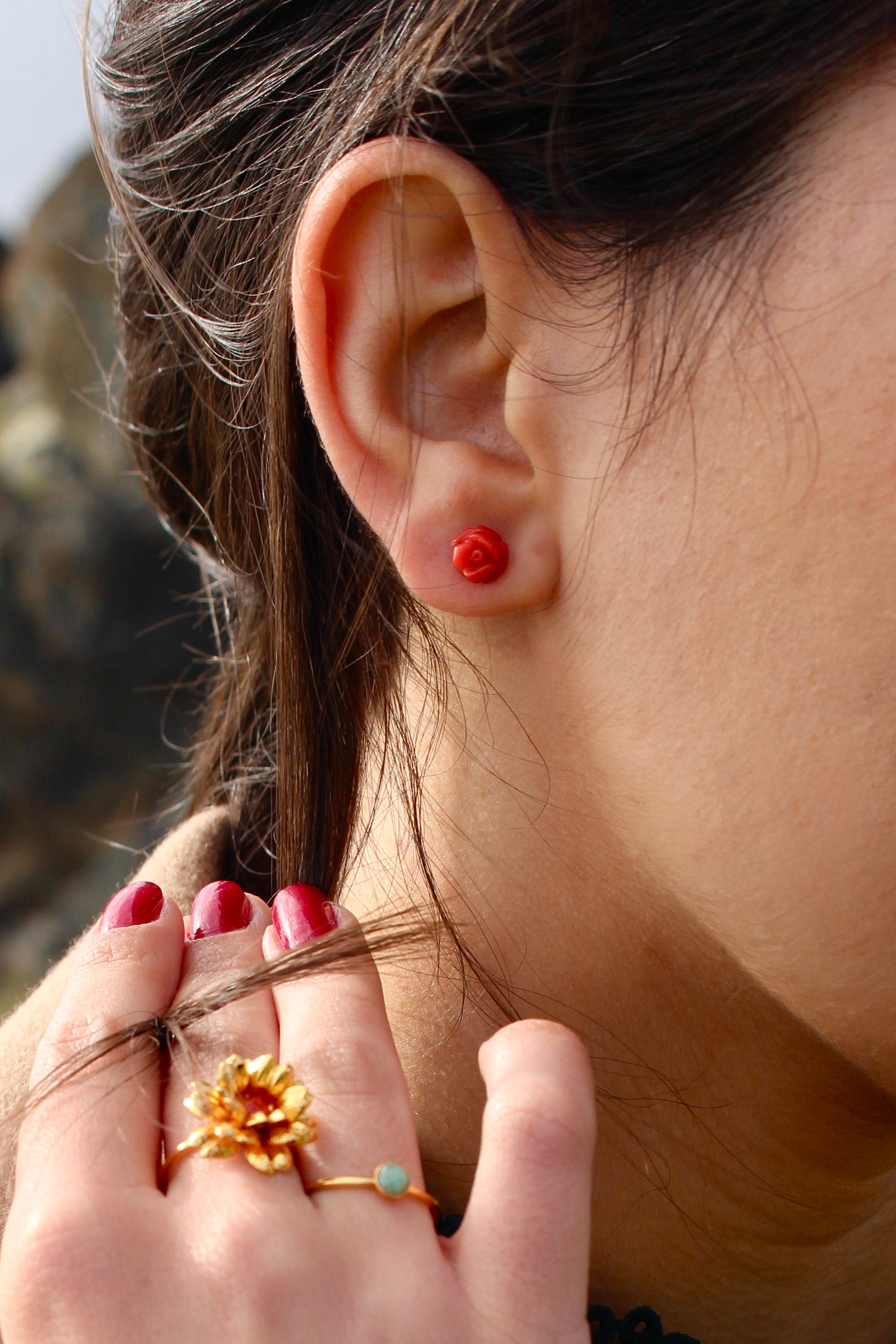 Boucles d’oreilles « Fiore » Corail de Bonifacio