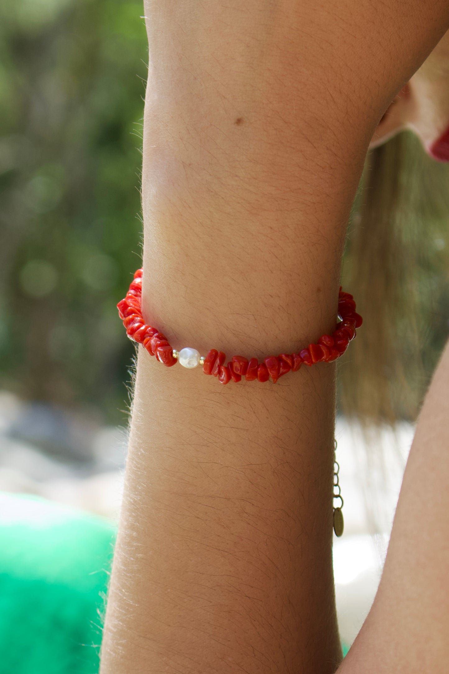 Bracelet « Palombaggia »corail Corse et perle de culture