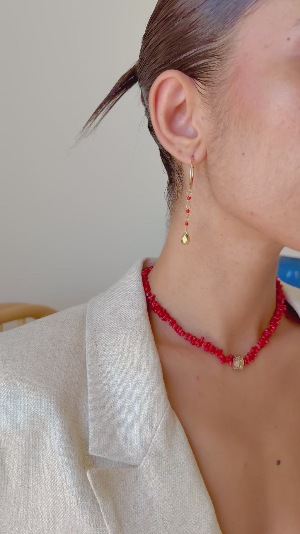 Boucles d’oreilles « Cascade » Corail de Bonifacio