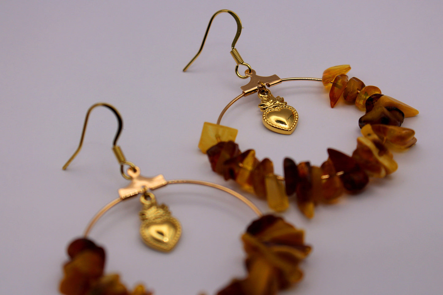 Boucles d'oreilles Cupidon en Ambre