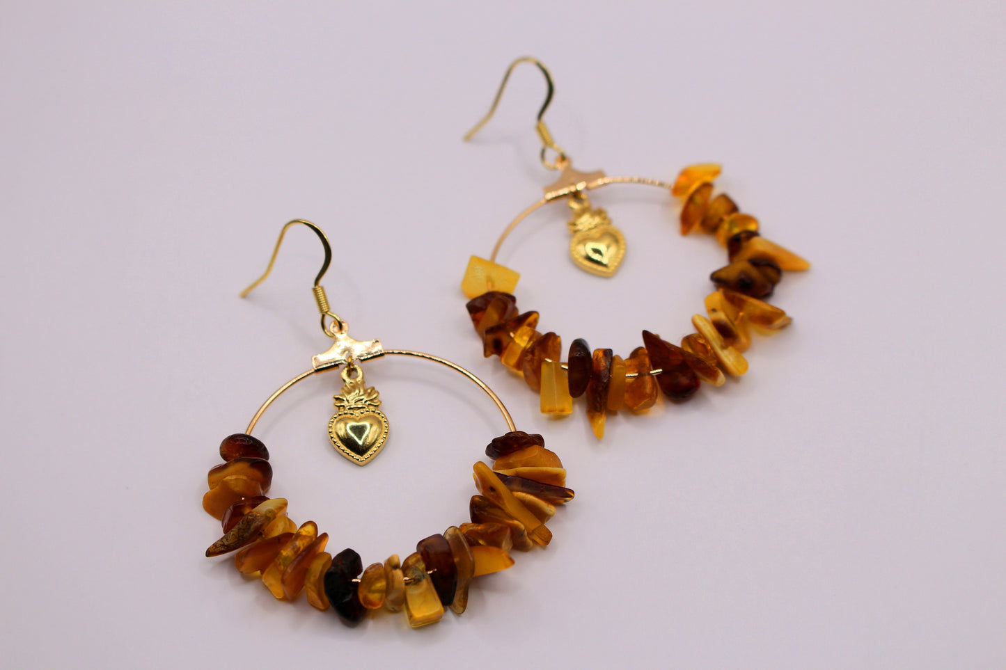 Boucles d'oreilles Cupidon en Ambre