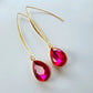 Boucles d'oreilles Gouttes cristal fuchsia