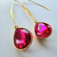 Boucles d'oreilles Gouttes cristal fuchsia
