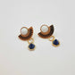 Boucles demi-lune agate blanche et lapis-lazuli