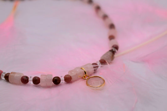 Collier Idylle avec Quartz rose et Rhodonite