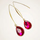 Boucles d'oreilles Gouttes cristal fuchsia