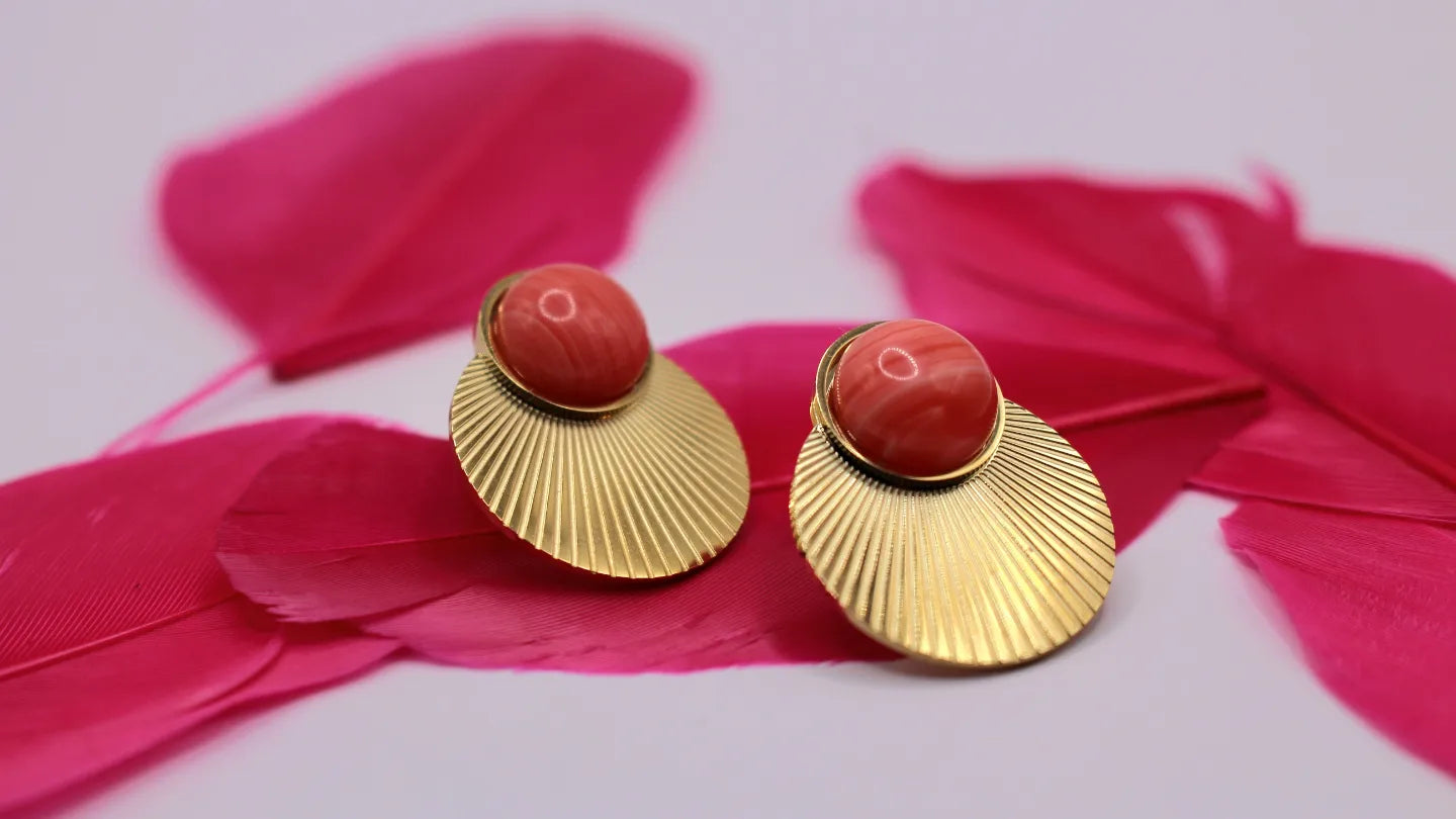 Boucles d'oreilles "Délice" en Agate saumon
