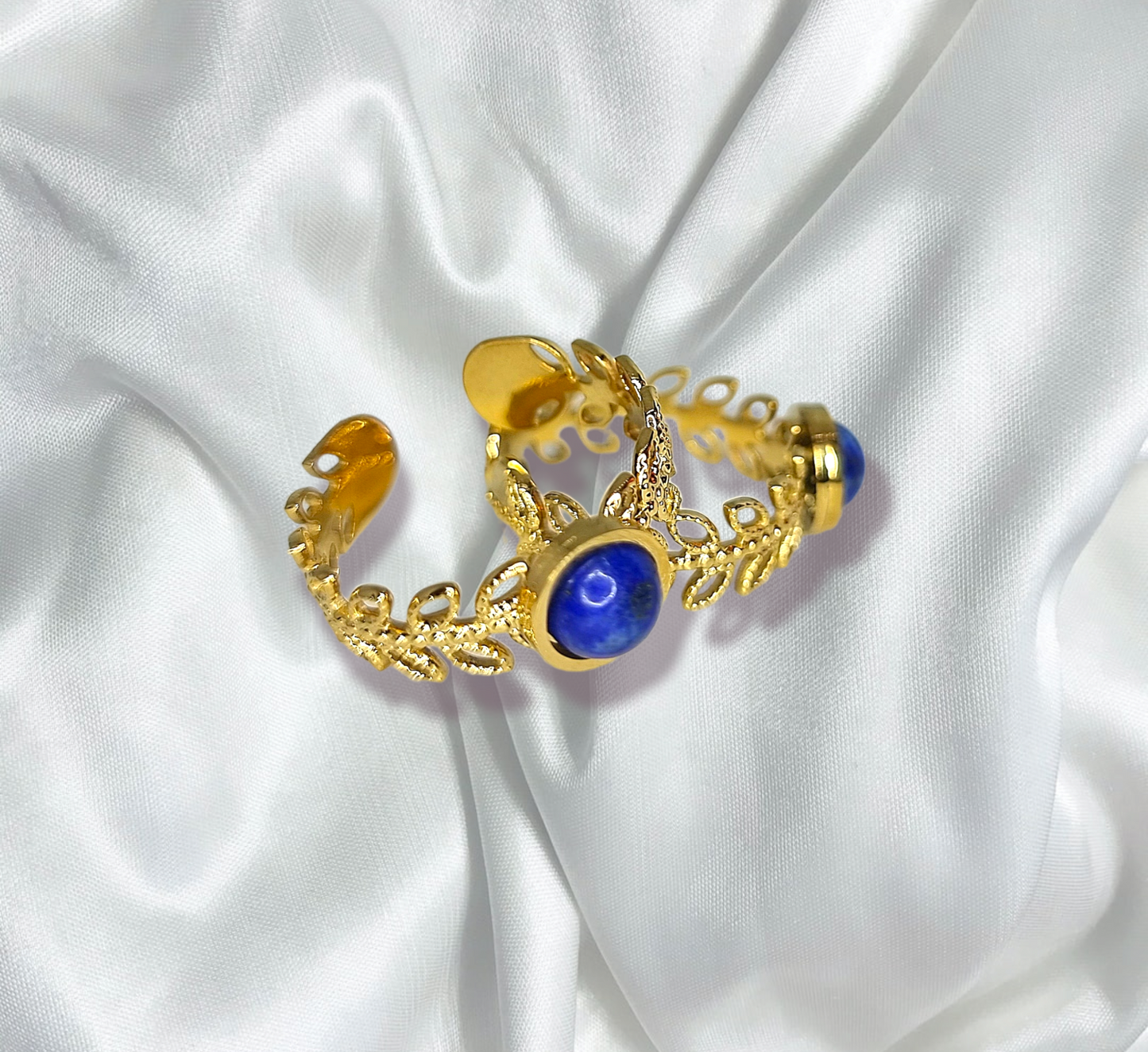 Bague couronne de lierre lapis-lazuli