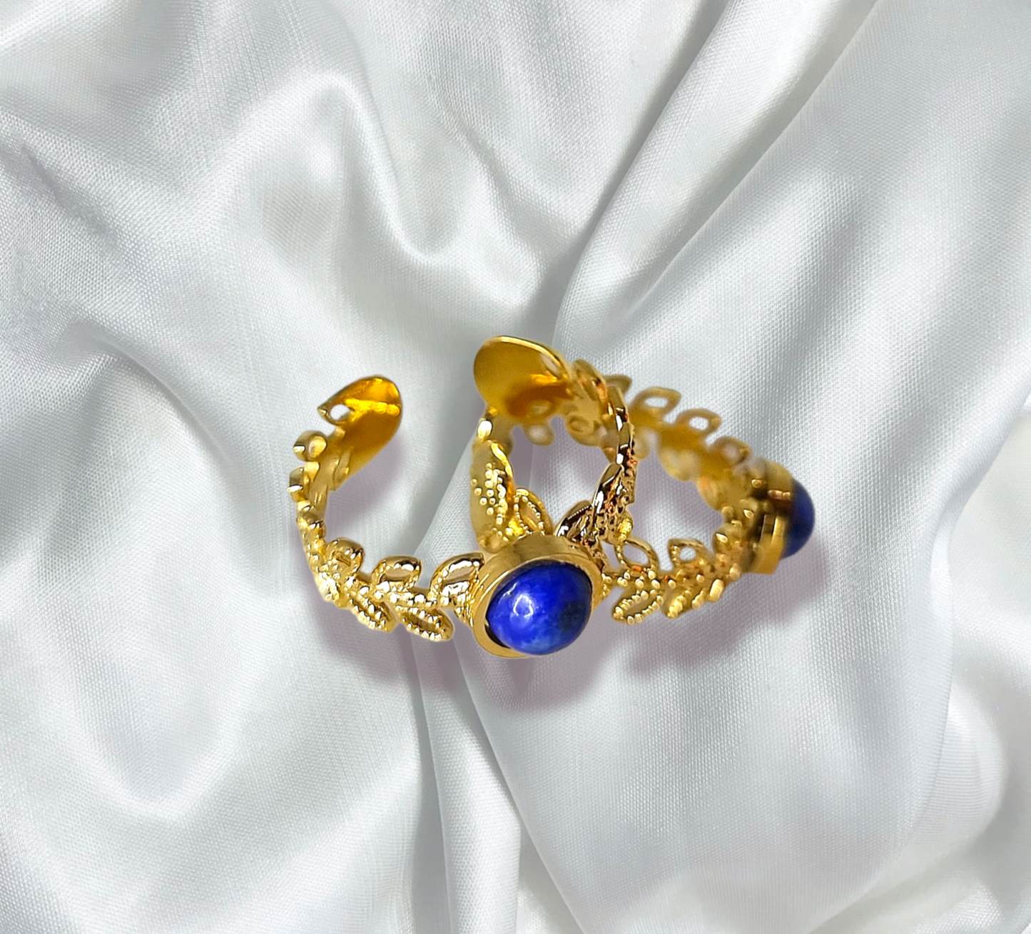 Bague couronne de lierre lapis-lazuli