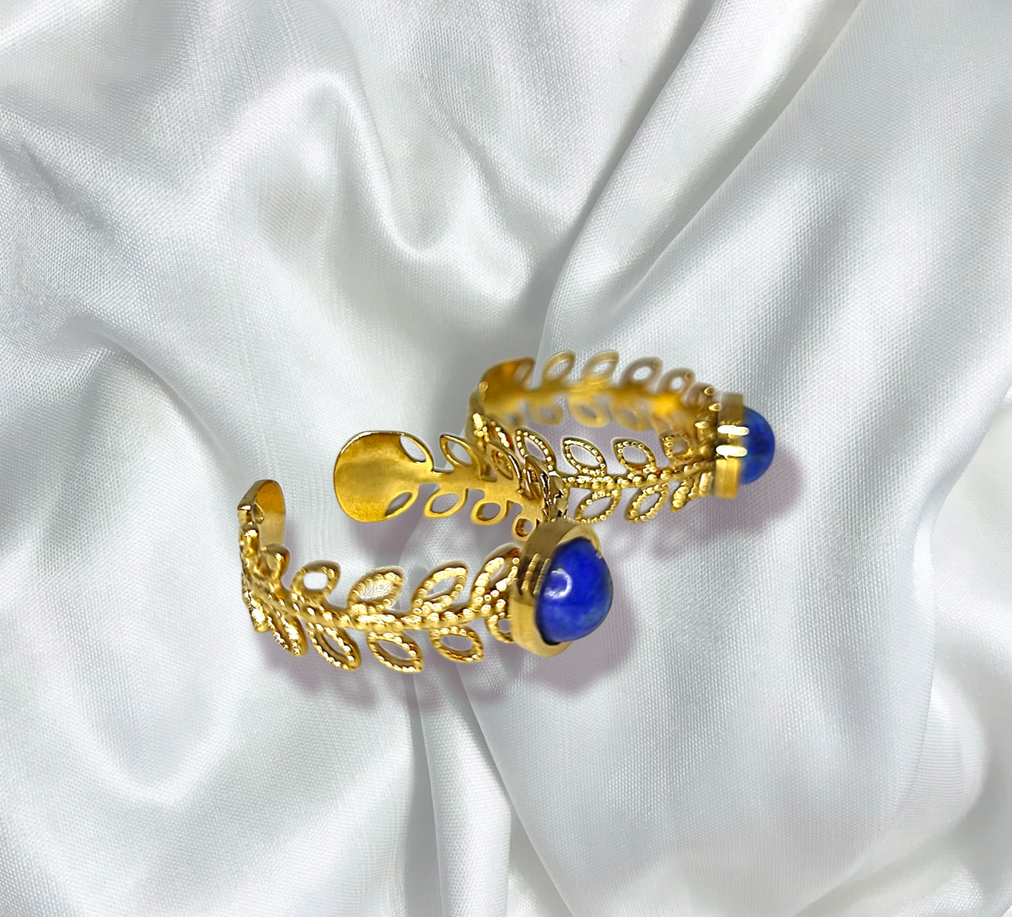 Bague couronne de lierre lapis-lazuli